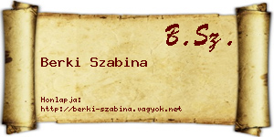Berki Szabina névjegykártya